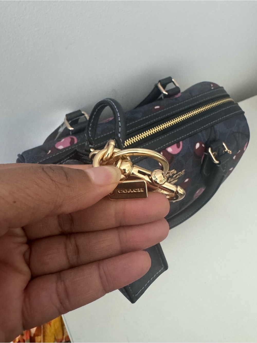NWT Coach Rowan Satchel Cherry Signature Canvas | NWOT Snap Wallet & Charm - Picture 5 of 10